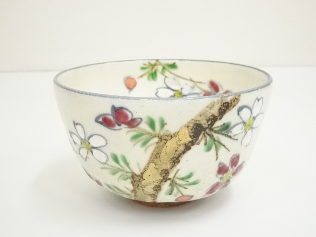 京焼 清水焼 中村香菊作 乾山写 粉引 桜花図 茶碗 共箱
